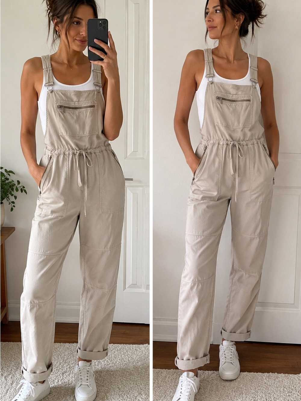 Wilfred Free Valletta Overalls Beige Utility Jumpsuit Medium